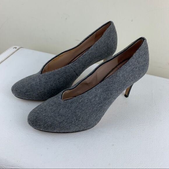 Anthropologie Plenty by Tracy Reese‎ Gray Flannel Heels Sz 6 Stiletto Heel - Picture 4 of 15